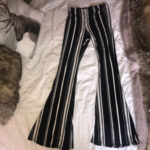 Striped, stretchy bell bottom pant
